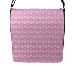 Damask Pink Flap Messenger Bag (l)  by snowwhitegirl