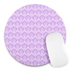 Damask Lilac Round Mousepads by snowwhitegirl