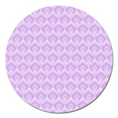 Damask Lilac Magnet 5  (round) by snowwhitegirl