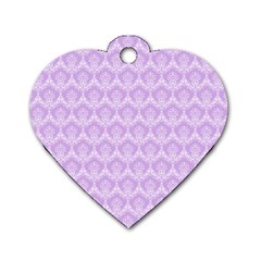 Damask Lilac Dog Tag Heart (two Sides) by snowwhitegirl