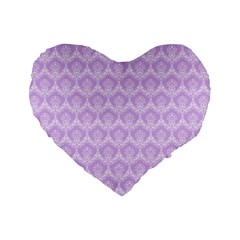 Damask Lilac Standard 16  Premium Heart Shape Cushions by snowwhitegirl