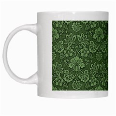 Damask Green White Mugs