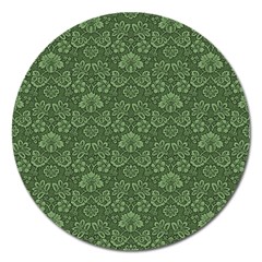 Damask Green Magnet 5  (round) by snowwhitegirl