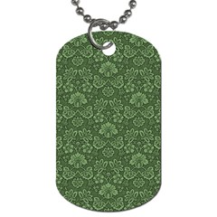 Damask Green Dog Tag (one Side) by snowwhitegirl