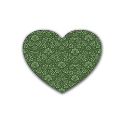 Damask Green Heart Coaster (4 Pack)  by snowwhitegirl