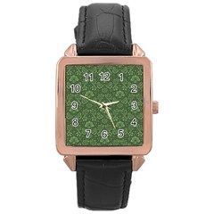 Damask Green Rose Gold Leather Watch  by snowwhitegirl