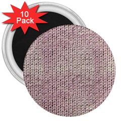 Knitted Wool Pink Light 3  Magnets (10 Pack)  by snowwhitegirl