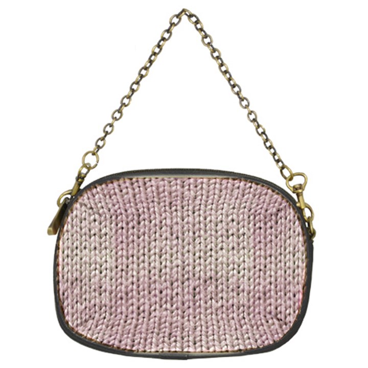 Knitted Wool Pink Light Chain Purses (Two Sides) 