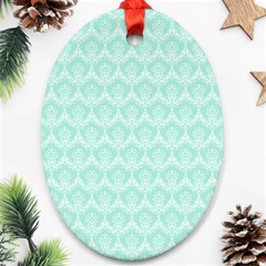 Damask Aqua Green Ornament (oval)