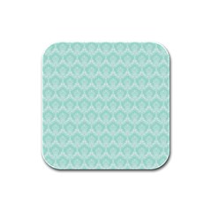 Damask Aqua Green Rubber Square Coaster (4 Pack)  by snowwhitegirl