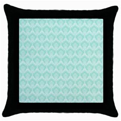 Damask Aqua Green Throw Pillow Case (black) by snowwhitegirl