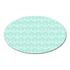 Damask Aqua Green Oval Magnet