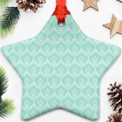 Damask Aqua Green Star Ornament (two Sides) by snowwhitegirl