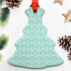 Damask Aqua Green Christmas Tree Ornament (two Sides) by snowwhitegirl