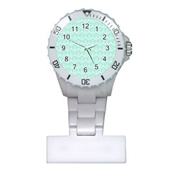 Damask Aqua Green Plastic Nurses Watch by snowwhitegirl