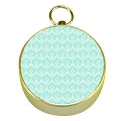 Damask Aqua Green Gold Compasses by snowwhitegirl