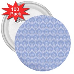 Damask Light Blue 3  Buttons (100 Pack)  by snowwhitegirl