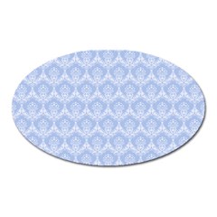 Damask Light Blue Oval Magnet