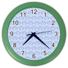 Damask Light Blue Color Wall Clocks by snowwhitegirl