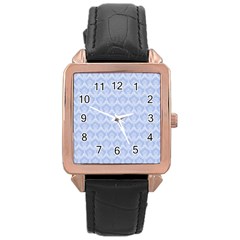 Damask Light Blue Rose Gold Leather Watch  by snowwhitegirl