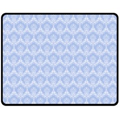 Damask Light Blue Double Sided Fleece Blanket (medium)  by snowwhitegirl