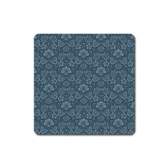 Damask Blue Square Magnet