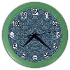 Damask Blue Color Wall Clocks