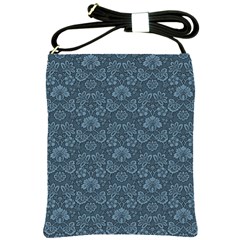 Damask Blue Shoulder Sling Bags by snowwhitegirl