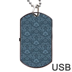 Damask Blue Dog Tag Usb Flash (two Sides) by snowwhitegirl