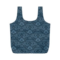 Damask Blue Full Print Recycle Bags (m)  by snowwhitegirl