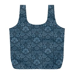 Damask Blue Full Print Recycle Bags (l)  by snowwhitegirl