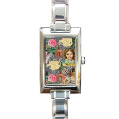 Damask Religious Victorian Grey Rectangle Italian Charm Watch by snowwhitegirl