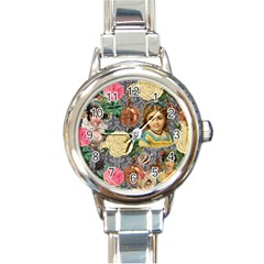 Damask Religious Victorian Grey Round Italian Charm Watch by snowwhitegirl