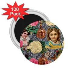 Damask Religious Victorian Grey 2 25  Magnets (100 Pack)  by snowwhitegirl