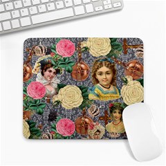 Damask Religious Victorian Grey Large Mousepads by snowwhitegirl