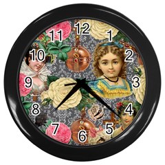 Damask Religious Victorian Grey Wall Clocks (black) by snowwhitegirl