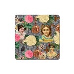 Damask Religious Victorian Grey Square Magnet Front