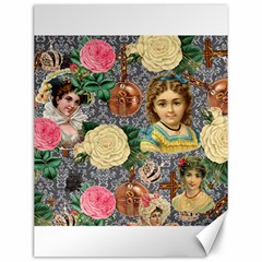 Damask Religious Victorian Grey Canvas 12  X 16   by snowwhitegirl