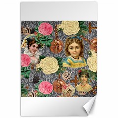 Damask Religious Victorian Grey Canvas 24  X 36  by snowwhitegirl