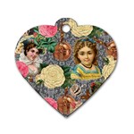 Damask Religious Victorian Grey Dog Tag Heart (Two Sides) Back