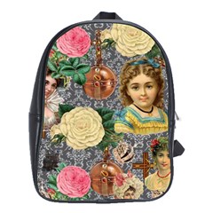 Damask Religious Victorian Grey School Bag (large) by snowwhitegirl