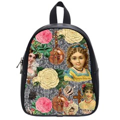 Damask Religious Victorian Grey School Bag (small) by snowwhitegirl