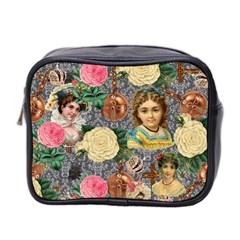 Damask Religious Victorian Grey Mini Toiletries Bag 2-side by snowwhitegirl