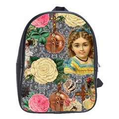 Damask Religious Victorian Grey School Bag (xl) by snowwhitegirl