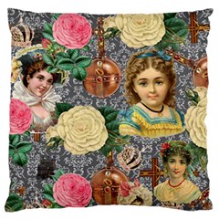 Damask Religious Victorian Grey Standard Flano Cushion Case (one Side) by snowwhitegirl