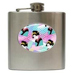 Japanese Abstract Hip Flask (6 Oz) by snowwhitegirl