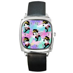 Japanese Abstract Square Metal Watch by snowwhitegirl