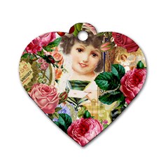 Little Girl Victorian Collage Dog Tag Heart (two Sides) by snowwhitegirl