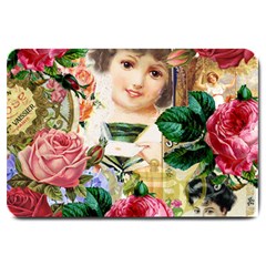 Little Girl Victorian Collage Large Doormat  by snowwhitegirl