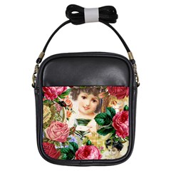 Little Girl Victorian Collage Girls Sling Bags by snowwhitegirl